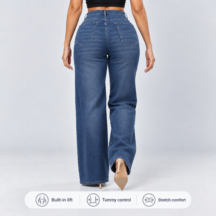 Medium Blue | Back view, walking